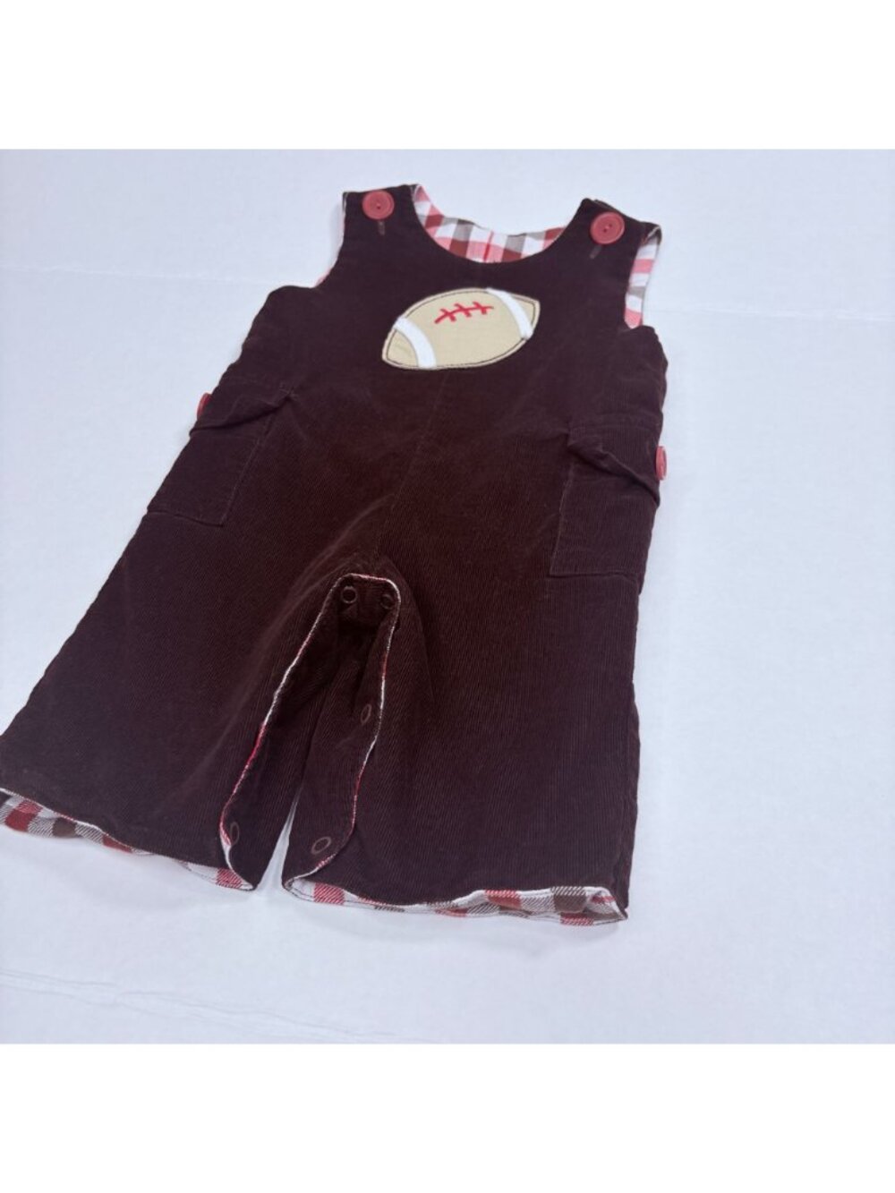 Baby Boys Reversible Football Christmas Holiday Longalls Romper Outfit 6m / 9m - Picture 4 of 8